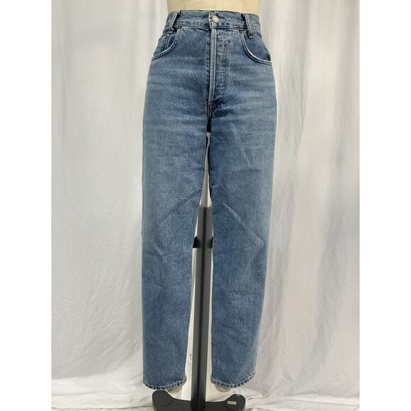 Agolde High Rise Blue Cotton Baggy Taper Jeans Size 26 - Picture 2 of 5